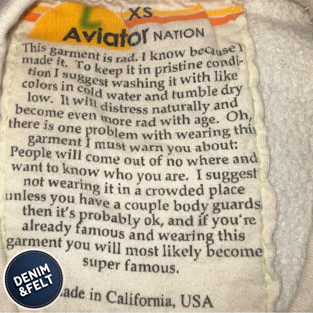 Aviator Nation Vintage White Smiley Face Crewneck Sweatshirt XS Athleisure‎ - Picture 11 of 13
